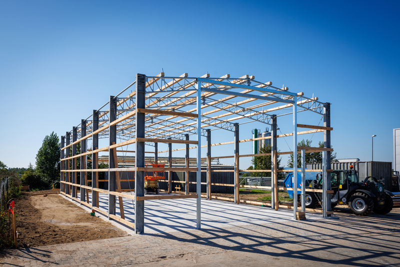 metal commercial Building Under Construction