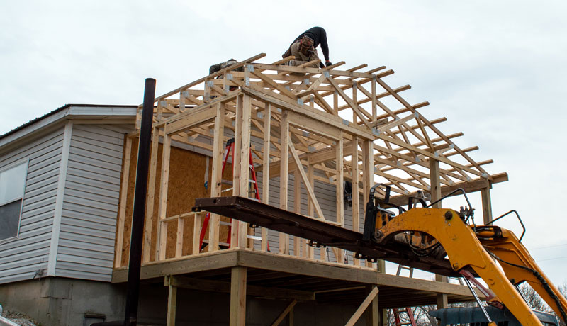Home addition framing during the construction Process