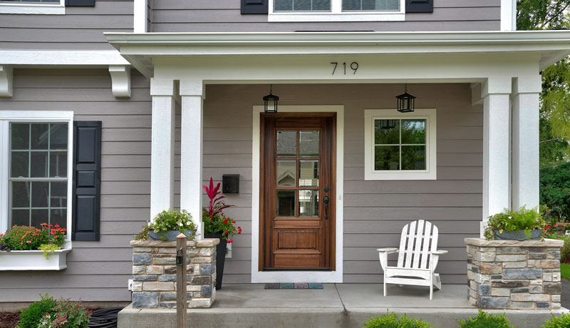close up view of a porch on a custom home
